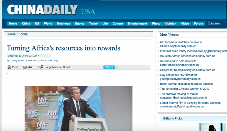 China Daily: Youmani Jerome Lankoande and Richard Attias talk about Turning Africa’s resources into rewards