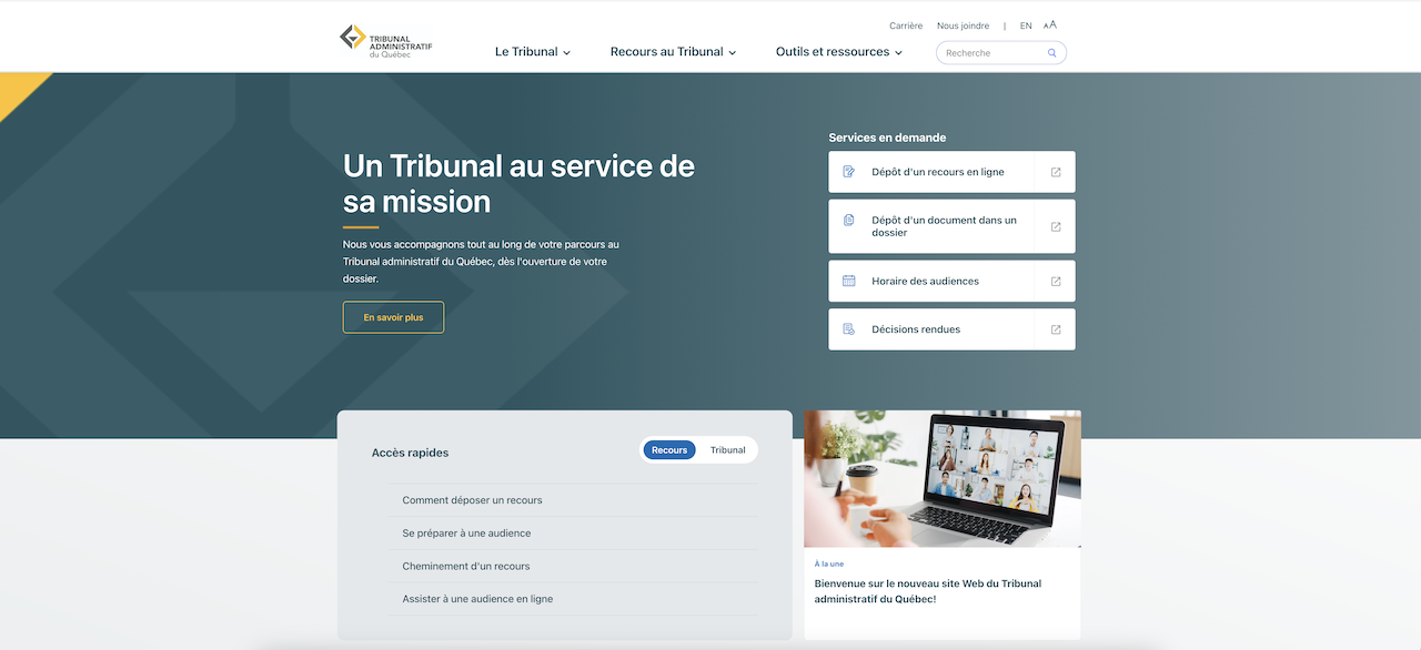 Digitalisation et E-justice : YULCOM a livré la nouvelle plateforme web du Tribunal administratif du Québec