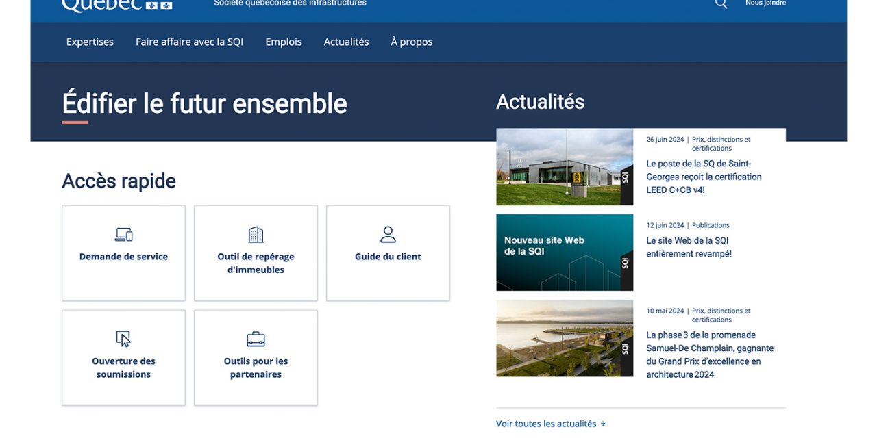 Digitalisation des services : YULCOM a livré le nouveau portail web de la Société québécoise des infrastructures – SQI